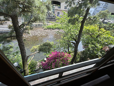 窓から見える伊豆大川